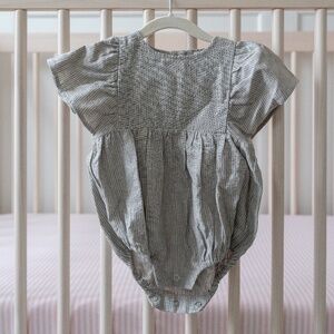 Rylee and Cru Kalea Romper in Blue Micro Stripe - Size 12-18 months